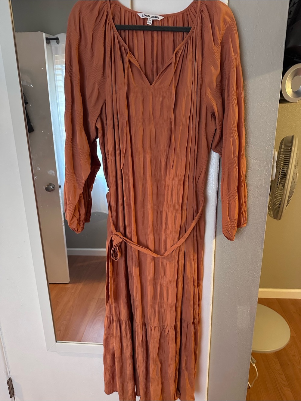 Elizabeth and James Terracotta Maxi Dress with Waist Tie